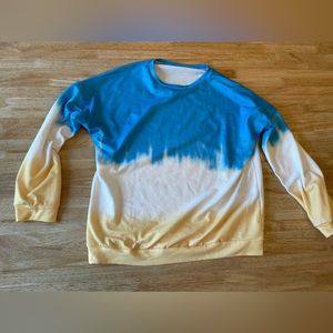 (🧡 $2 when you bundle) Tie-dye sweatshirt - blue & gold & white - Medium